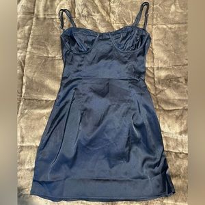 Navy Blue Silk Dress